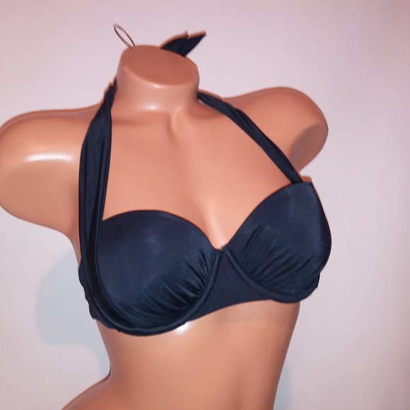 Victoria Secret Swim Bikini Top 34B Convertible Lightly Lined Solid Blac… - Picture 1 of 6